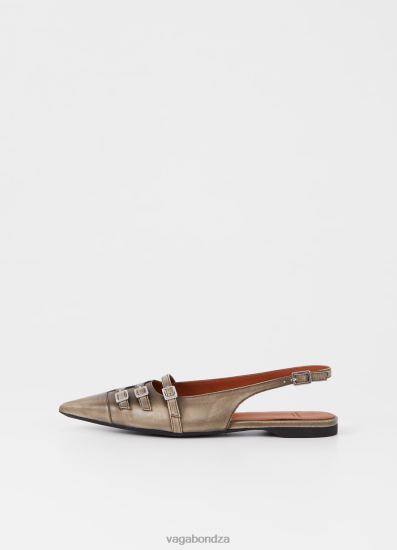 Ballet Flats Vagabond Hermine Shoes Grey Brush Off Leather Women DPX48191