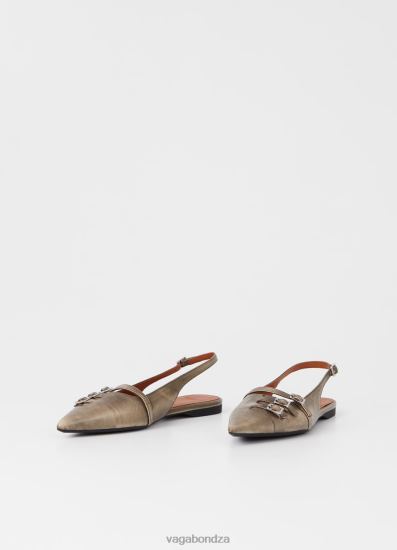 Ballet Flats Vagabond Hermine Shoes Grey Brush Off Leather Women DPX48191